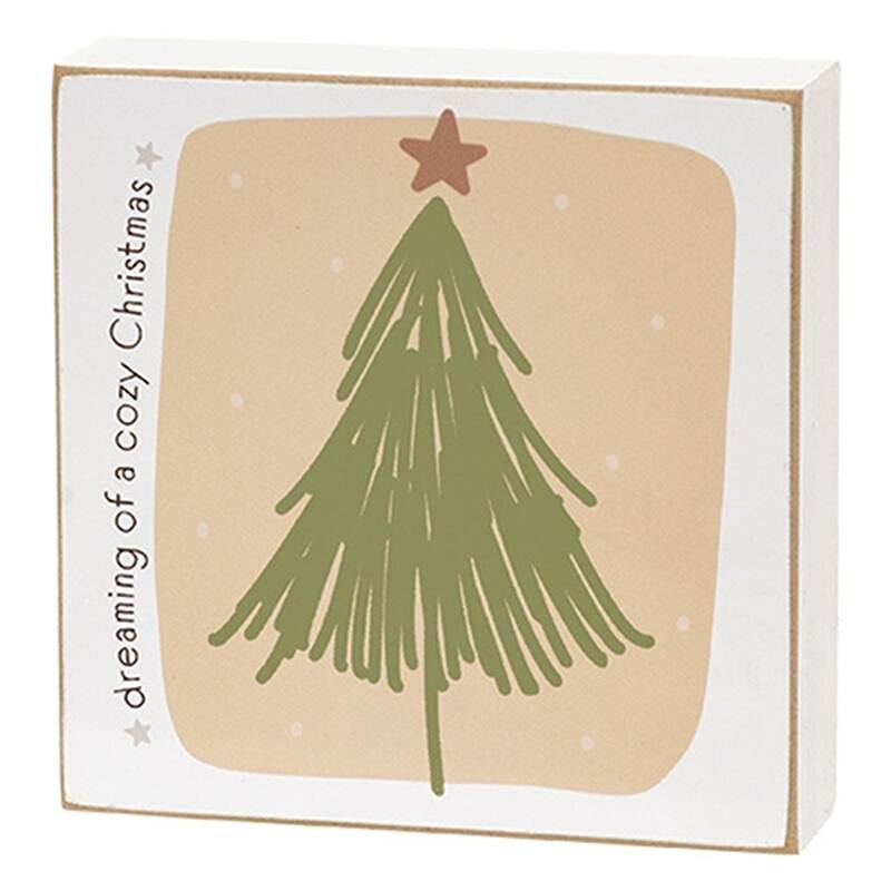 Home for Christmas Box Signs Rustic Holiday Accent 3 Asstd. - 4" x 1" x 4"