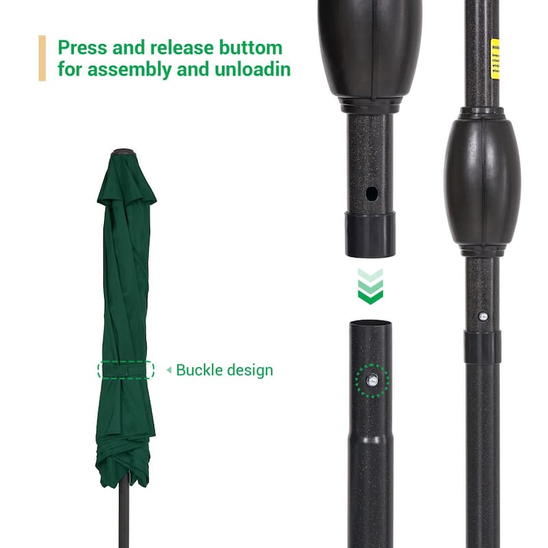 LIVOOSUN 7.5ft Steel Patio Market Umbrella Tilt System