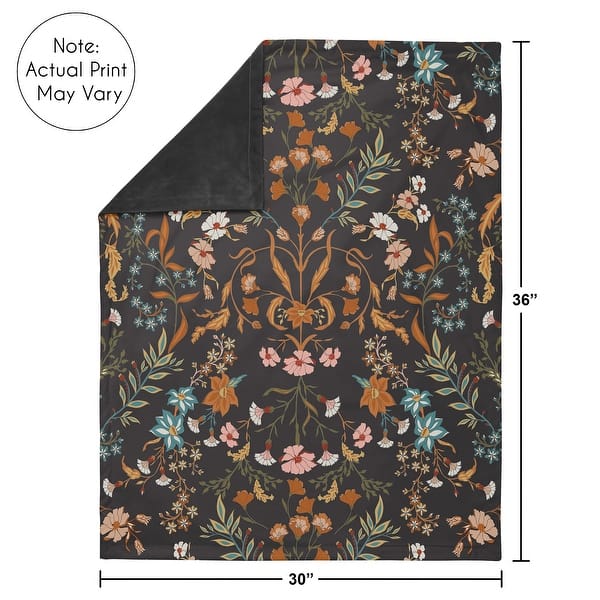 Sweet Jojo Designs Boho Wildflower Vintage Floral Girl Baby Receiving Security Swaddle Blanket - Black Orange Bohemian Farmhouse