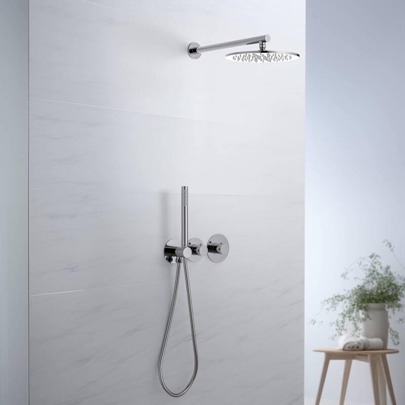 Circular 2 Function Thermostatic Shower System With Rough In Valve