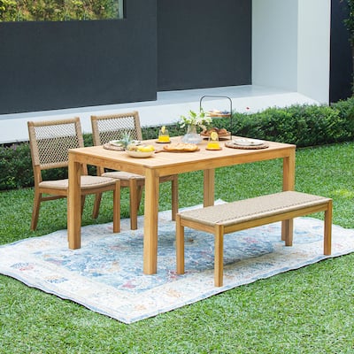 Cambridge Casual Paxton 4-piece Teak Outdoor Dining Set- Honey Twist Wicker