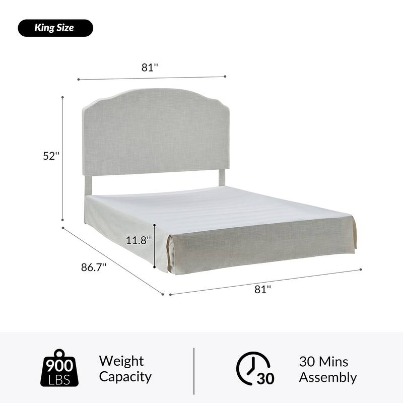 Kristian Traditional Bedroom Machine Washable Slipcovered Bed with Variety Fabric Choice Set-QB by HULALA HOME