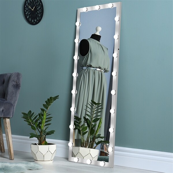 Standing mirror with light bulbs on sale