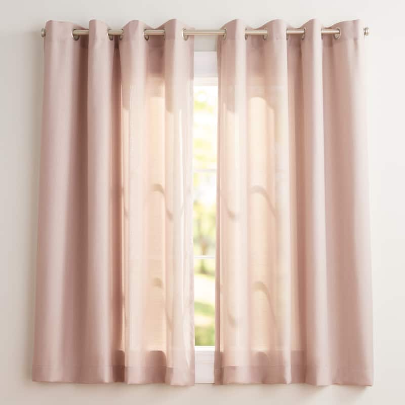 EXCLUSIVE HOME Loha Linen Grommet Top Curtain Panel Pair - 54x63 - Blush Pink