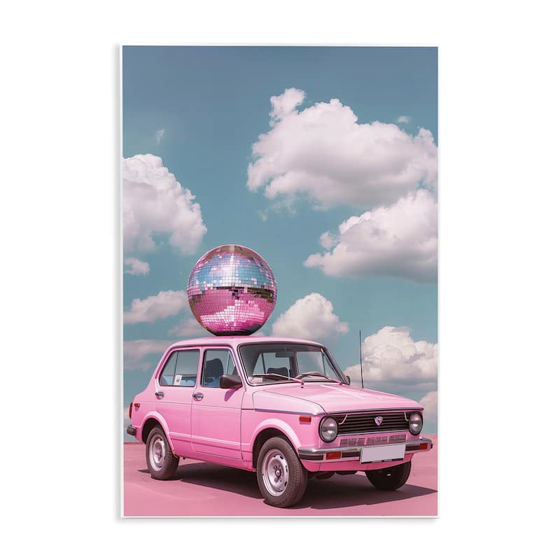 Stupell Disco Ball Car & Clouds Wall Plaque Art Design By LSR Design Studio - 13 x 19