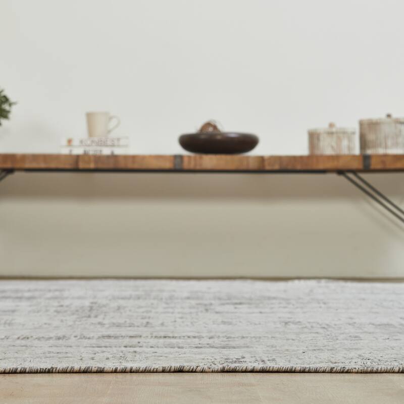 Urban Distress Abstract Silver Handmade Area Rug