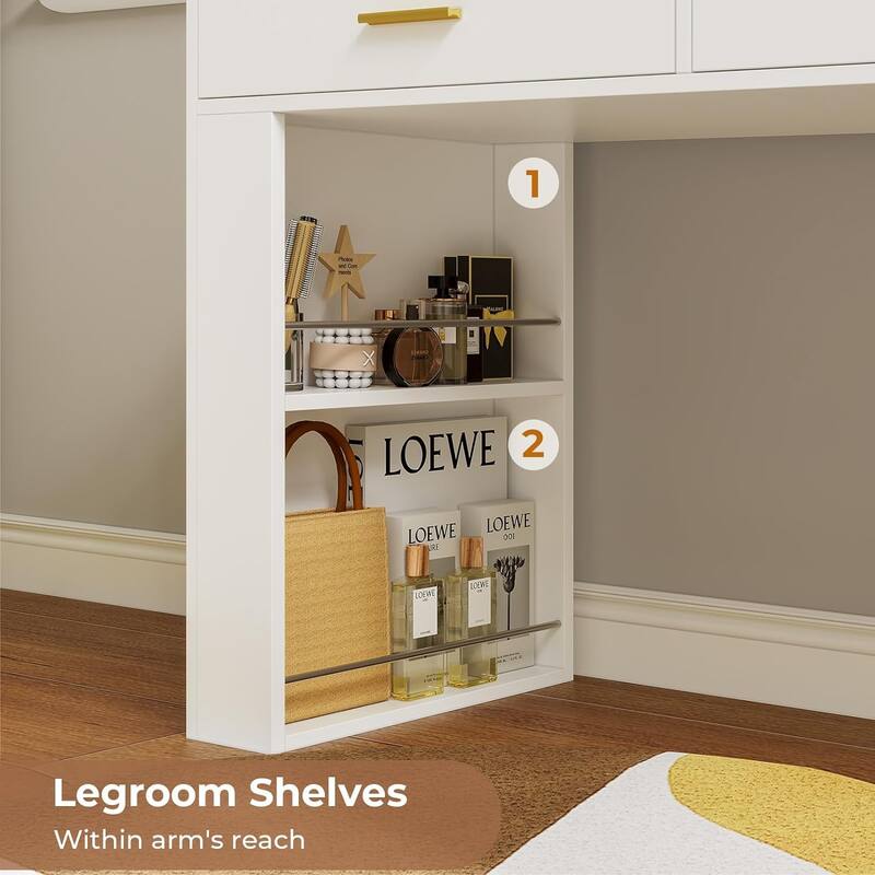 Vanity Desk with Storage Bench Makeup Vanity Set