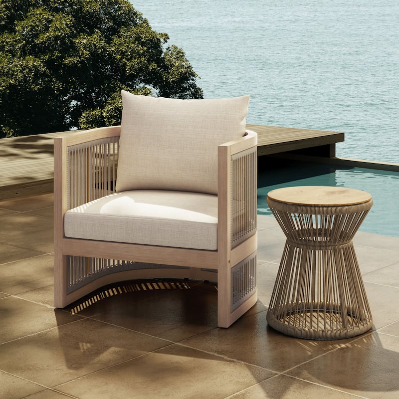 Christopher Knight Home- Xanthe Acacia Wood Patio Rope Club Chair