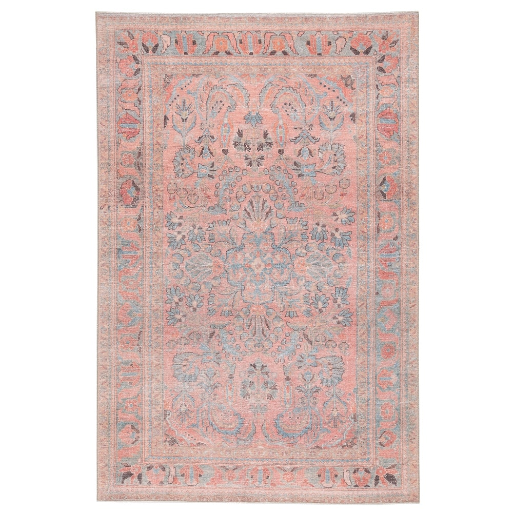 Machine Washable Gracewood Hollow Cumper Pink/ Light Blue Medallion Area Rug