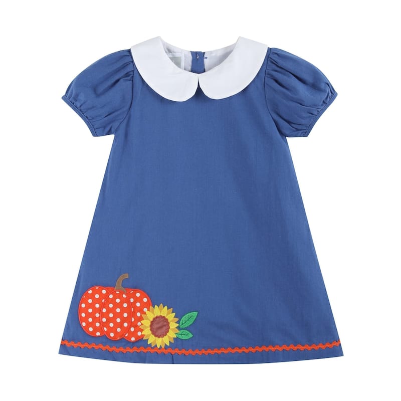 Lil Cactus Blue Pumpkin Sunflower Collared Dress