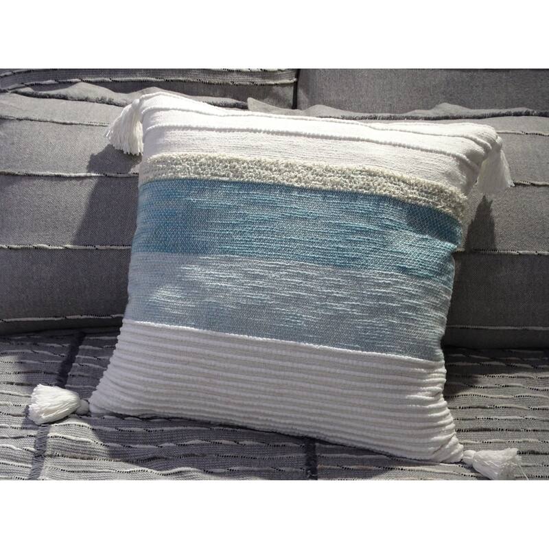 Vibhsa Blue Breeze Throw Pillow 22"X22" Handloom