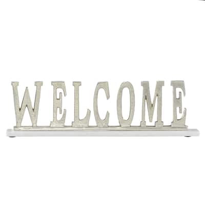 Silver Aluminum Traditional Decorative Sign 6x21x2 In - 21 x 2 x 6