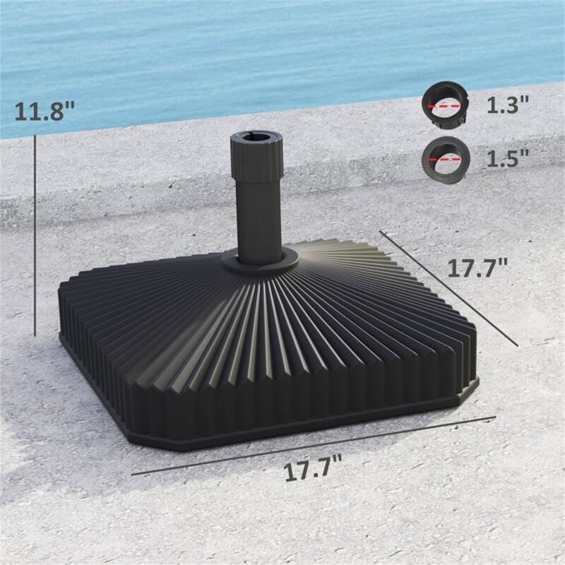 HDPE Garden Parasol Base for Umbrellas Up to 7.2 Foot Lightweight Portable Sand or Water Fillable - 17.7" L x 17.7" W x 11.8" H