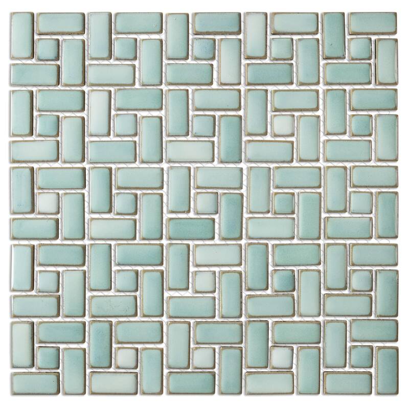Merola Tile Hudson Spiral Mint Green 12-5/8" x 12-5/8" Porcelain Mosaic Floor and Wall Tile