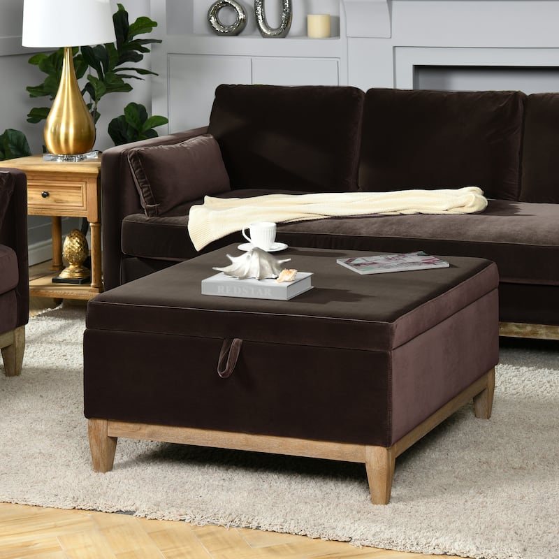 Knox 35" Modern Farmhouse Storage Cocktail Ottoman