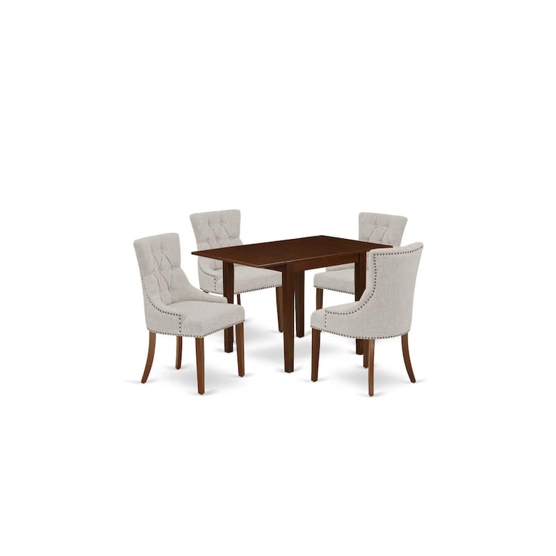 HomeStock 5-Pc Mahogany Finish Solid Wood Top - Dining Room Set - Seats 4