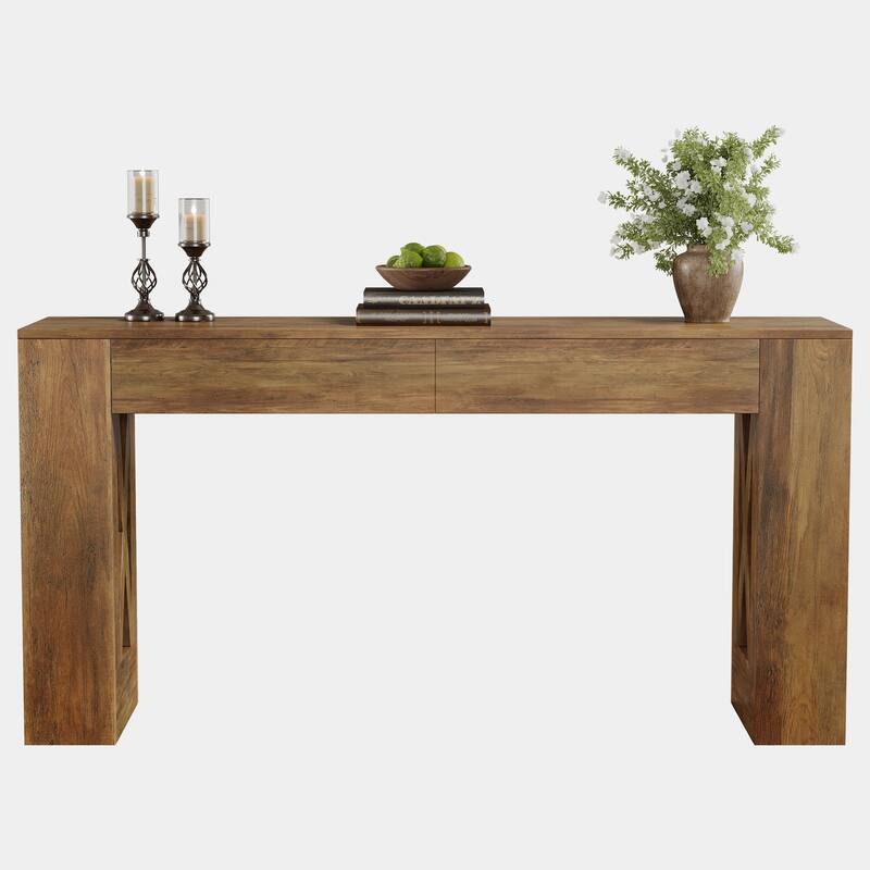 63-Inch Long Console Table, Entryway Table with Drawers, Sofa Table Behind The Couch for Entrance, Hallway, Living Room