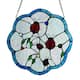 River of Goods Ladybugs on Flower River of Goods Multicolored Stained Glass Suncatcher Window Panel - 12" x 0.25" x 12" - Multi
