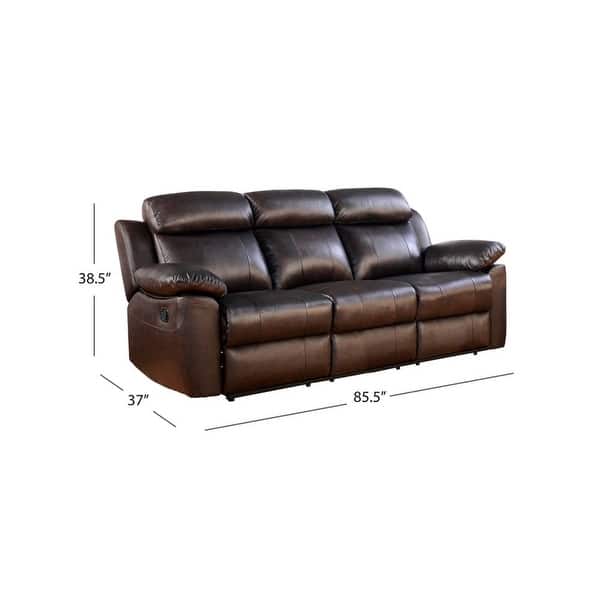 Abbyson Braylen Top Grain Leather Reclining Sofa Brown 8' x 11
