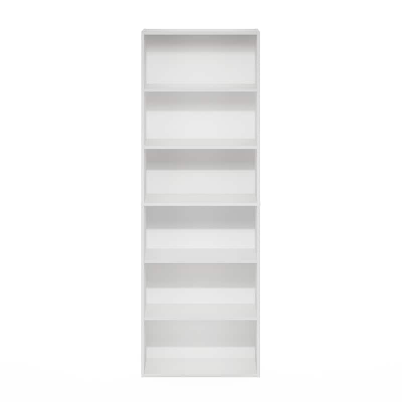 71 in. Tall White Wood 6-Shelf Bookcase