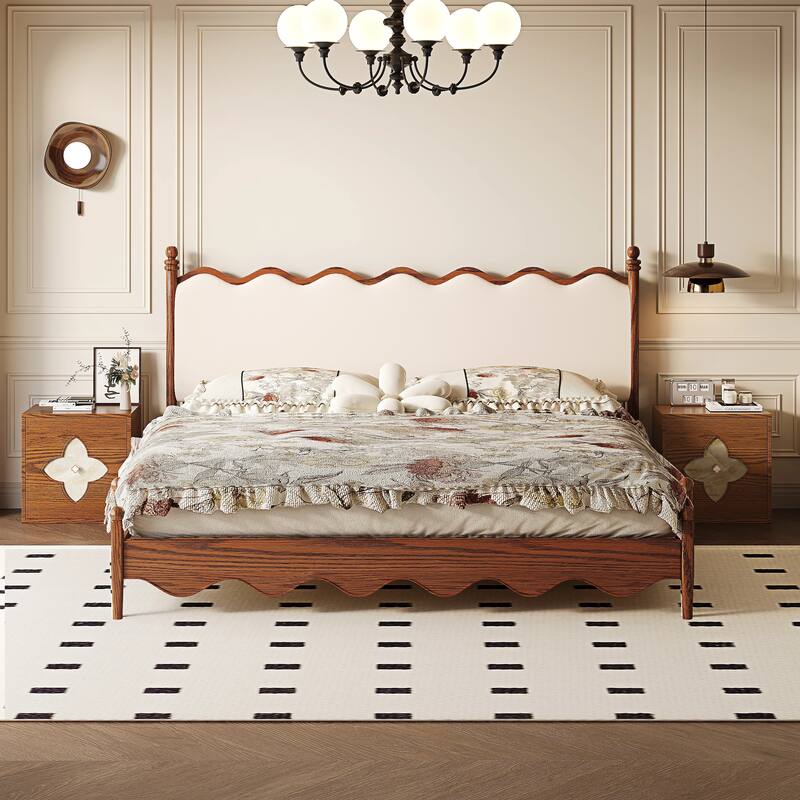 19.6'' W Nightstand With Storage, Bedside Table, Accent Cabinet With Door - Brown& Shell Star