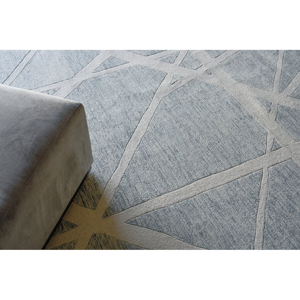Exquisite Rugs Miami Handmade Hand-tufted New Zealand Wool on Canvas Silver/Ivory Area Rug