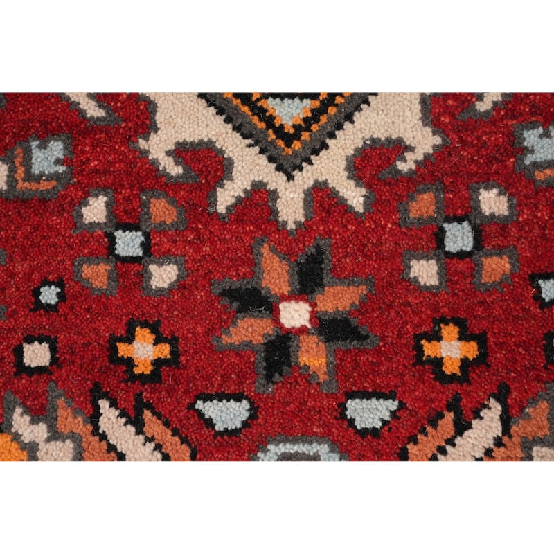Hand Knotted Oriental 100% Wool Carpet Traditional Geometric Oranges & Rust Kazak Runner Rug - 7' 11'' X 2' 7''