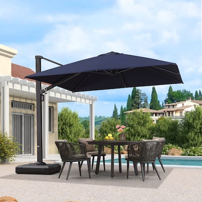 PURPLE LEAF Sturdy Heavy-duty Patio Cantilever Offset Umbrella with 360-degree Rotation