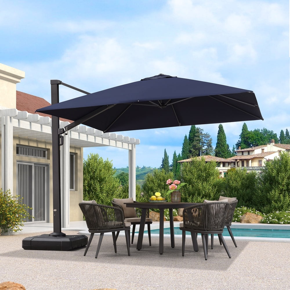 PURPLE LEAF Sturdy Heavy-duty Patio Cantilever Offset Umbrella with 360-degree Rotation