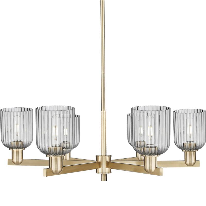 Innovations Lighting 716-6CR-11-35 Bridal Veil Chandelier Bridal Veil - Champagne Bronze / Light Smoke