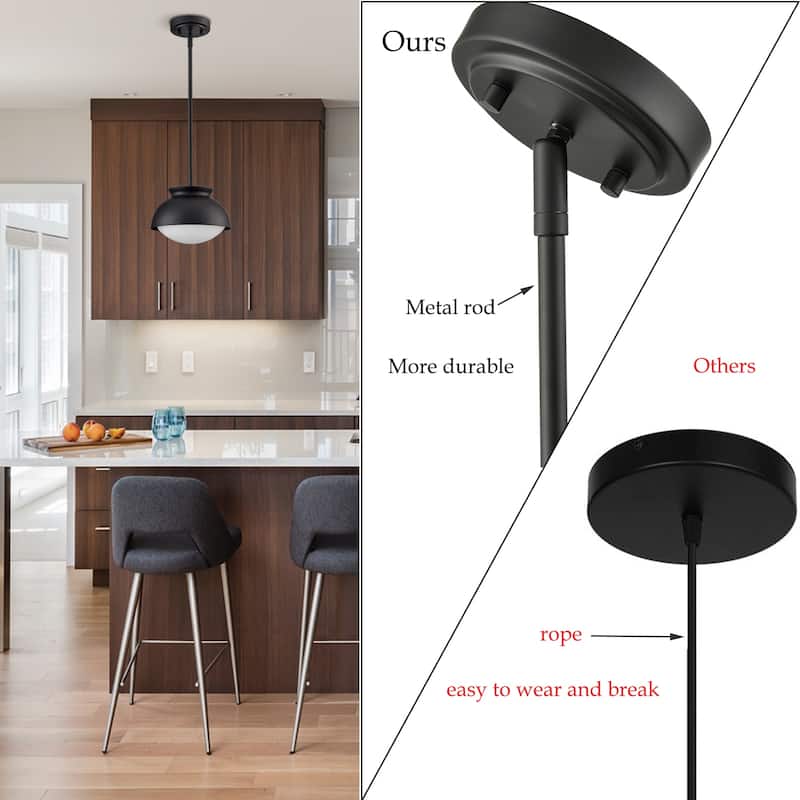 Urus Vintage Pendant Light Fixture with Milk Glass Shade