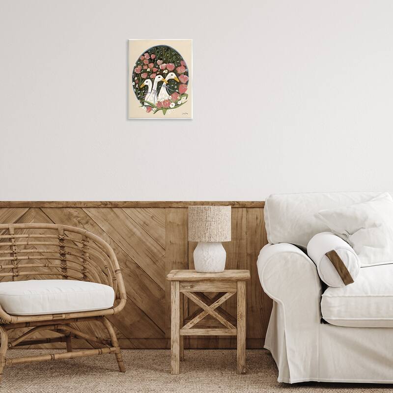 Stupell Ducks with Cottage Blooms Wall Plaque Art Design By Sara Baker