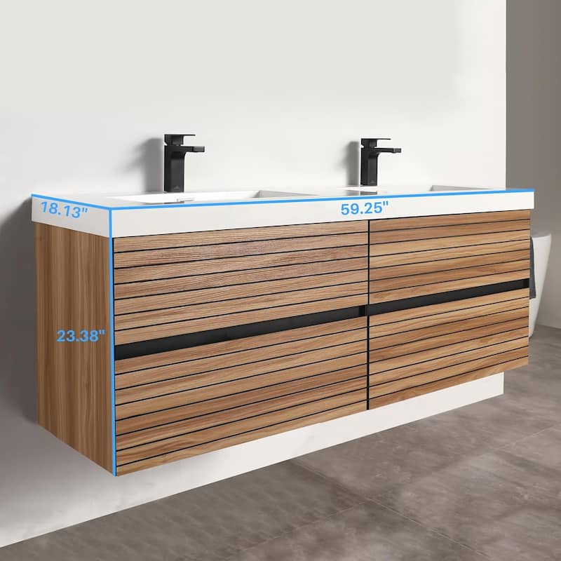 Blossom Annecy 60-Inch Floating Bathroom Vanity with Acrylic Sink