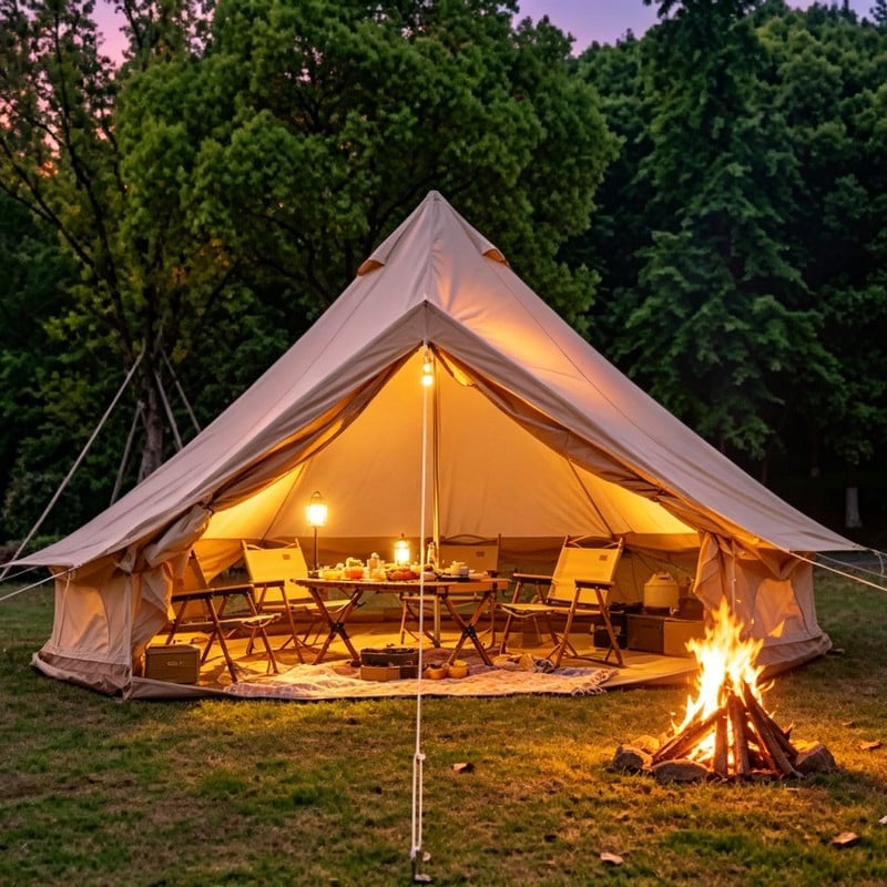 Large Spacious 9.8ft Oxford Bell Tent Yurt with Stove Jack for 3-4 People