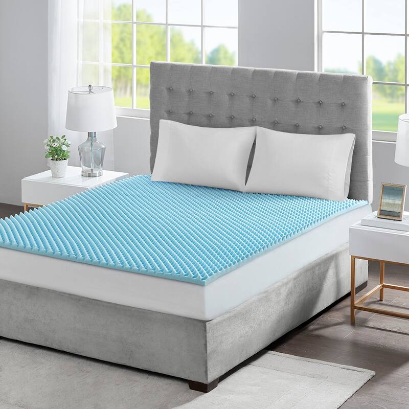 All Season Reversible Hypoallergenic Cooling Blue Mattress Topper - Blue-1.5" - Twin