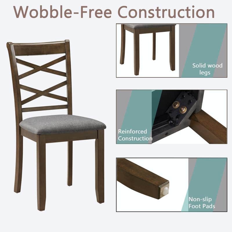 Wooden Dining Chairs Set of 4 with Upholstered Padded Seats, Kitchen & Dining Room Side Chairs for Living Room
