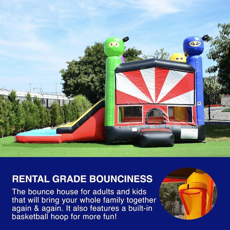 HeroKiddo Ninja Warrior Commercial Grade Inflatable Bounce House & Slide Combo for Kids and Adults (with Air Blower)