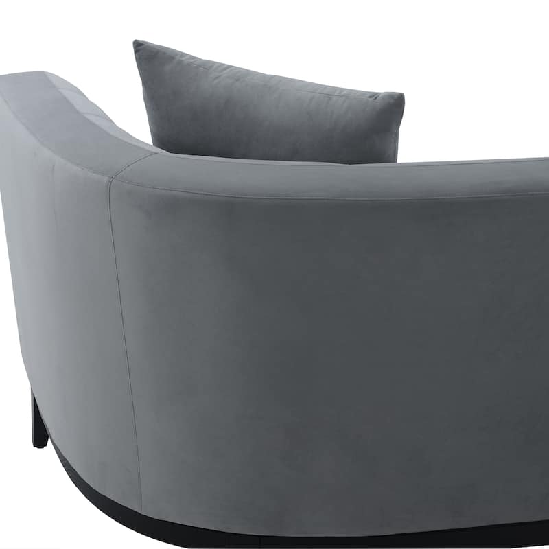 Melange Velvet Sofa with Black Wood Base