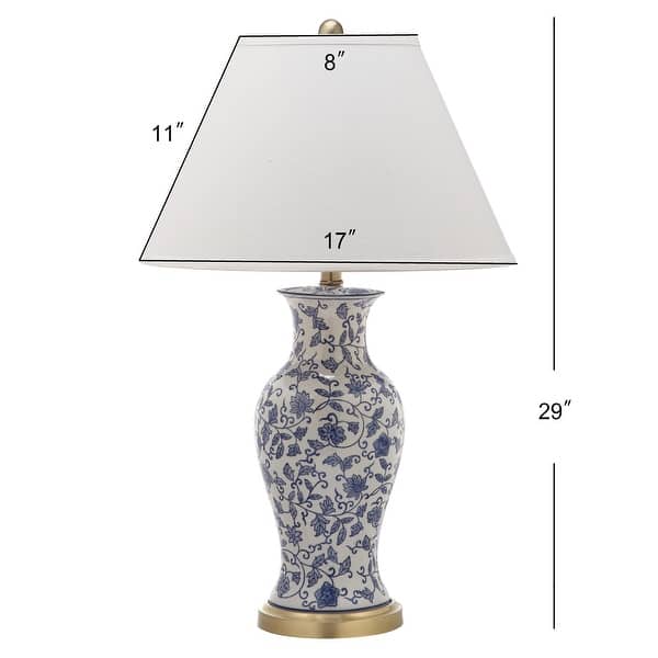 SAFAVIEH Lighting 29-inch Beijing Blue/ White Floral Urn Lamp (Set of 2) - 17"x17"x29"