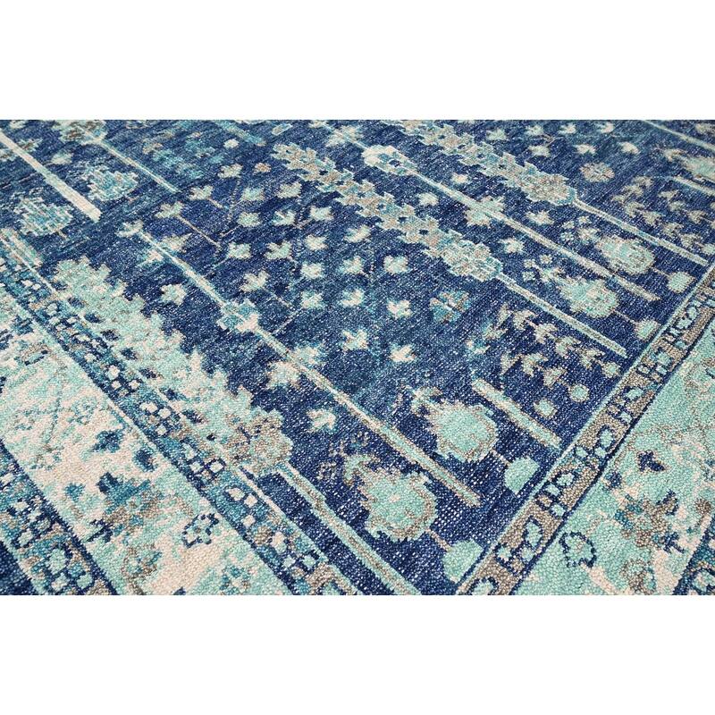 Hand Knotted Turkish Oushak Blue Arts & Crafts Wool Oriental Area Rug