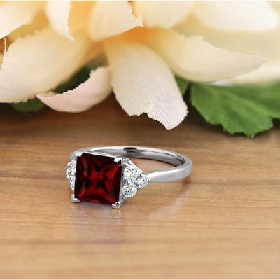 Auriya 3 1/10ct Princess-cut Garnet and Diamond Engagement Ring 1/3ctw 14k Gold