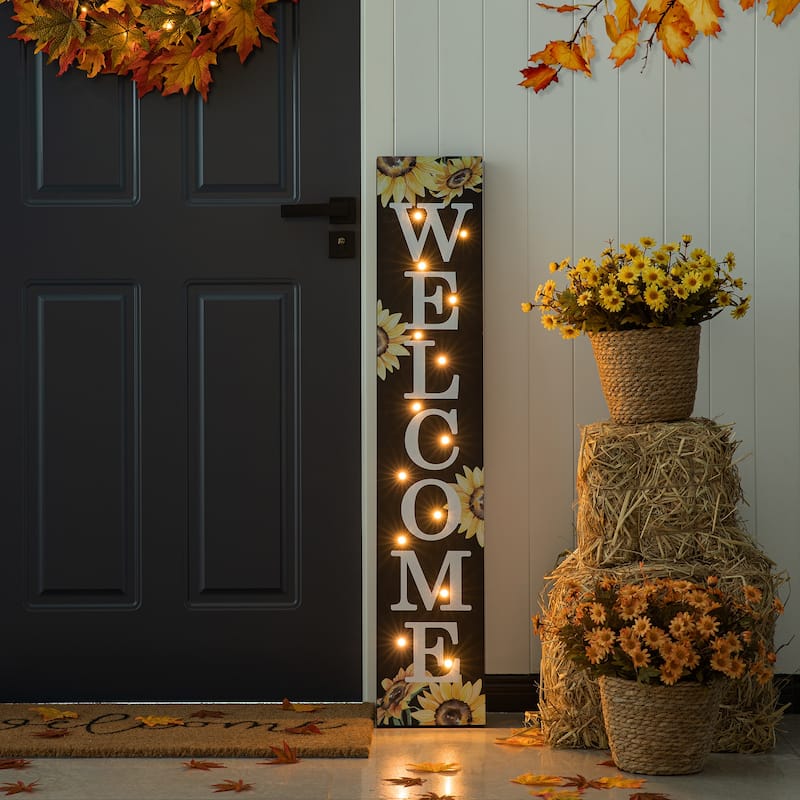 Glitzhome 42"H Fall Lighted Wooden Porch Sign