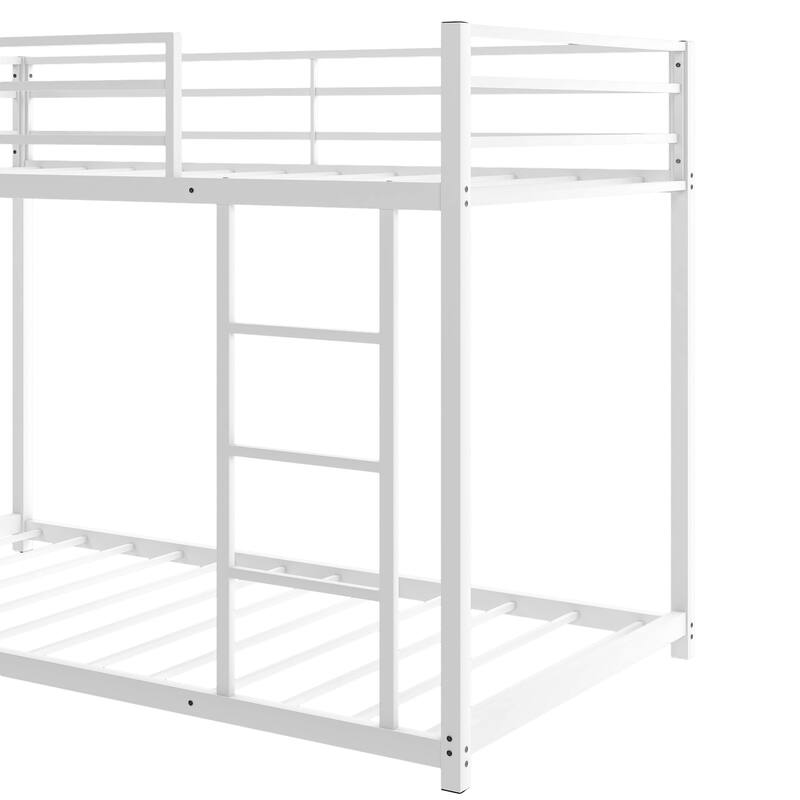 Metal Bunk Bed, Low Bunk Bed with Ladder