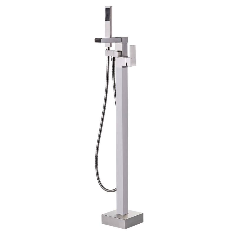 WOWOW Single Handle Freestanding Bathtub Faucet with Handheld Shower - Brushed Nickel