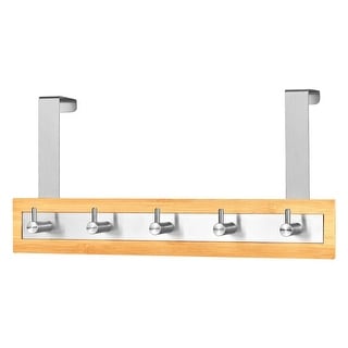 Bamboo Stainless Steel Over-the-Door Towel Hooks: Stylish and Functional Bathroom Organization Solution for Towels and More