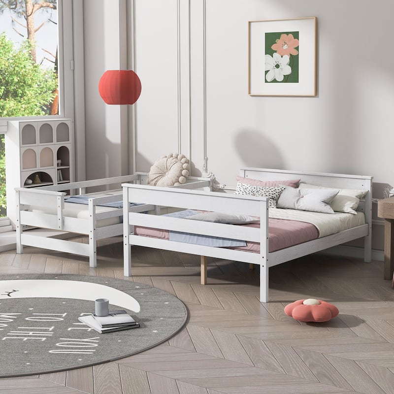 Solid Wood Bunk Bed with Ladder and Fence for Kids, Boys and Girl, Bedroom
