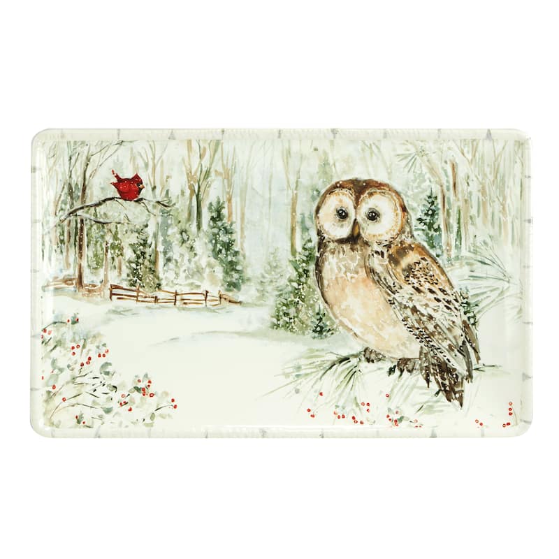 Certified International Winter's Walk Rectangular Platter, 13" X 8"