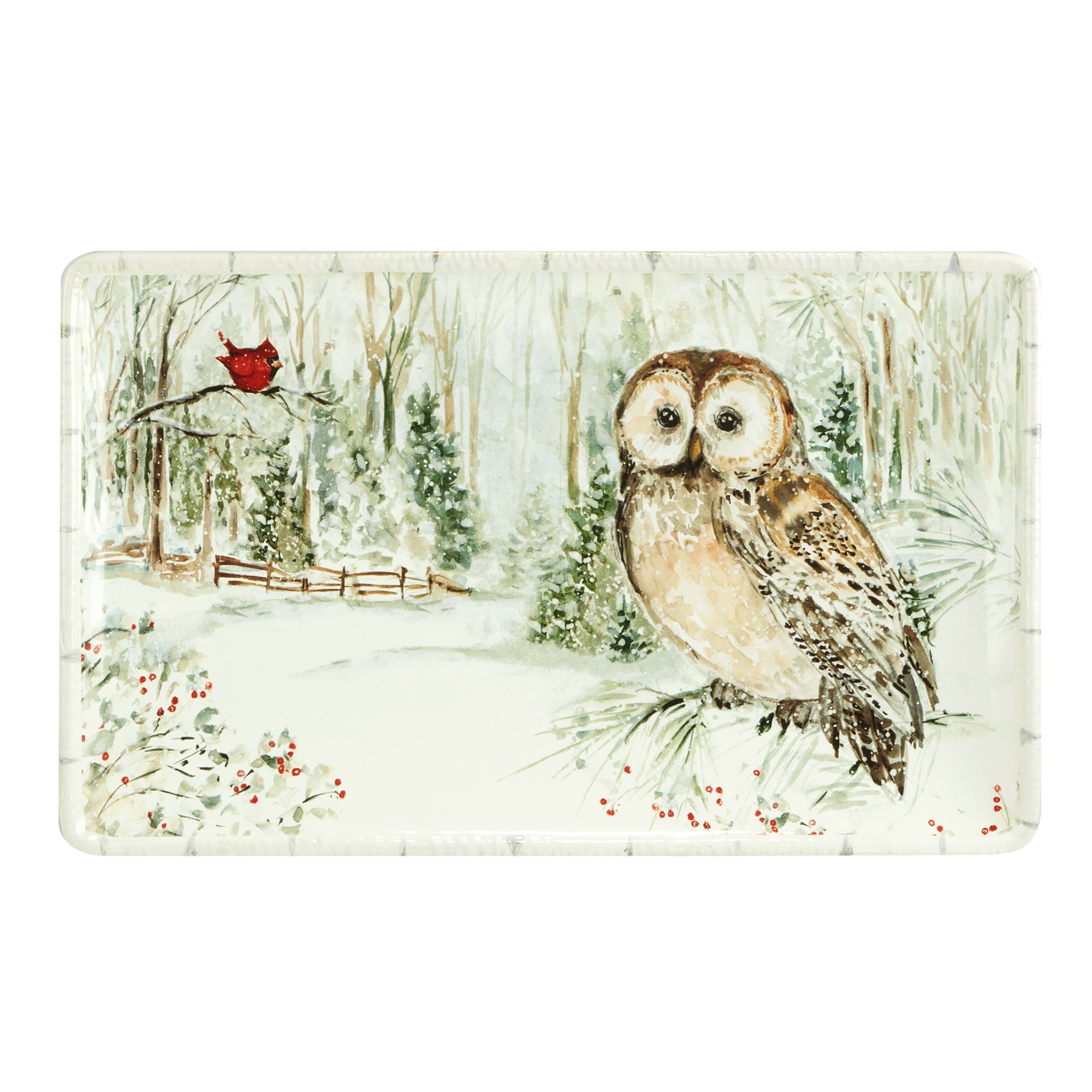 Certified International Winter's Walk Rectangular Platter, 13" X 8"