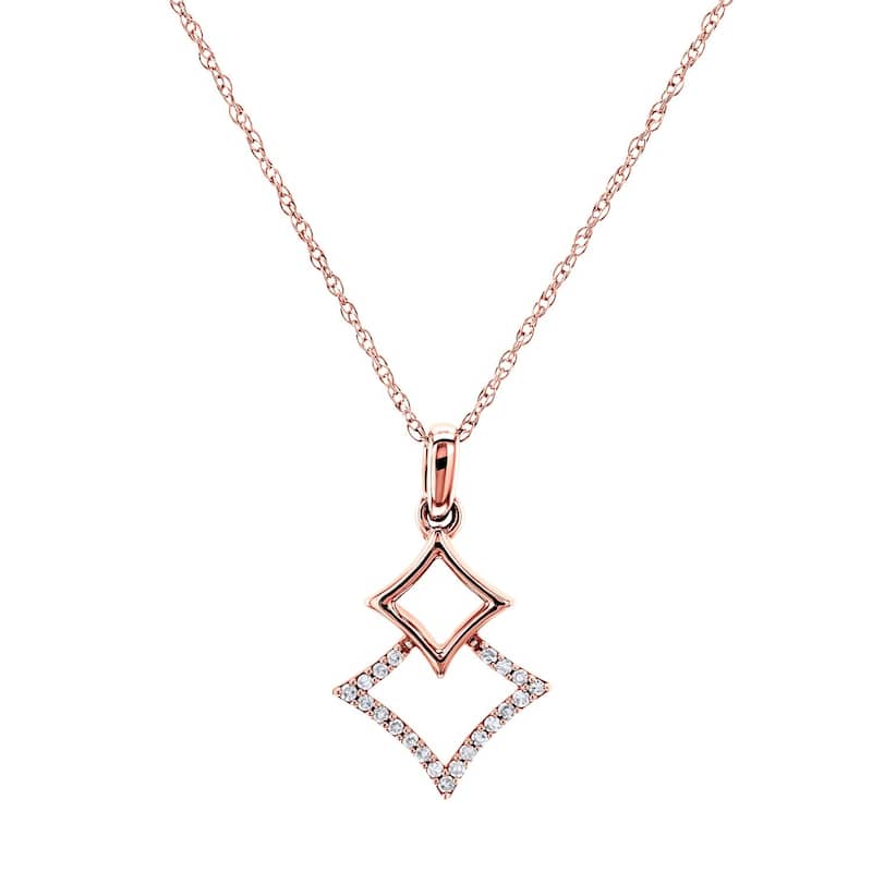 Kobelli Natural Diamond Solid 10k Gold Geometric Kites Rhombi 18" Necklace - Rose