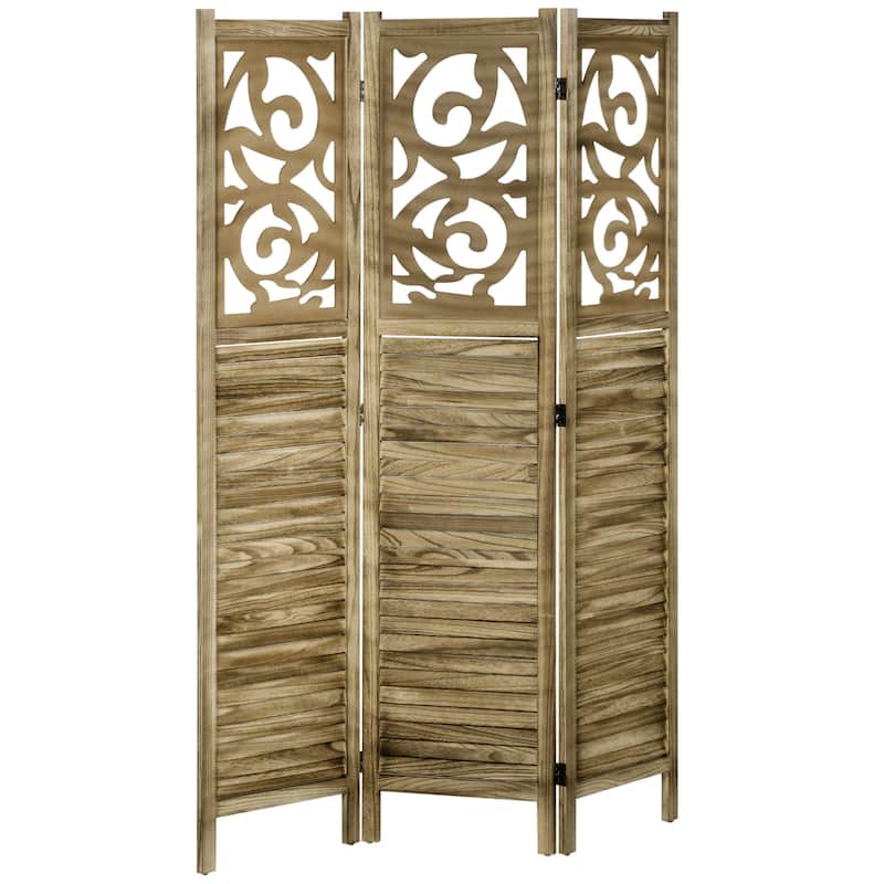 HOMCOM 3 Panel Room Divider, 5.5' Tall Wood Indoor Portable Folding Privacy Screens, Brown